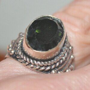 925 Sterking Bali Inspired Bold Green Onyx Boho Ring